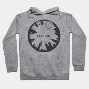 London England Landmarks - Circular Skyline Design Hoodie